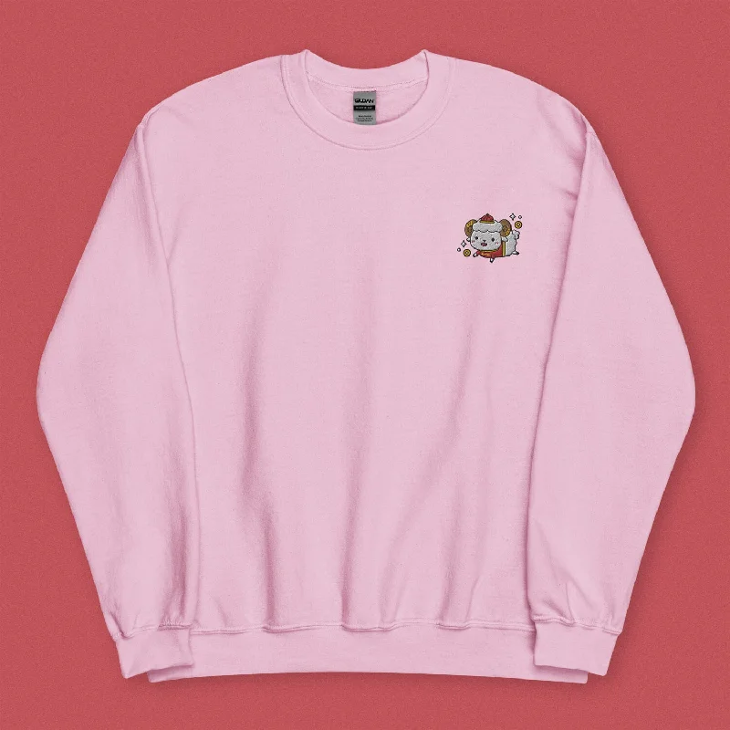 Women's Mesh Sweatshirts-Year of the Sheep Embroidered Sweatshirt