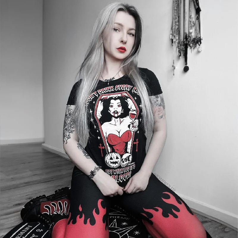 Women's Long Sleeve T-Shirts-Bloody Night Vampire Graphic Tee