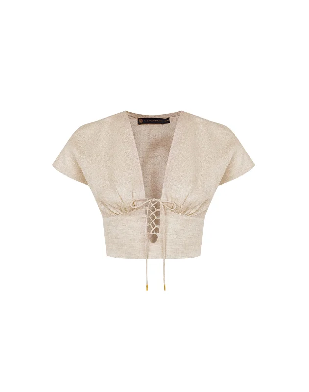 Saskia Short Sleeve Blouse - Natural