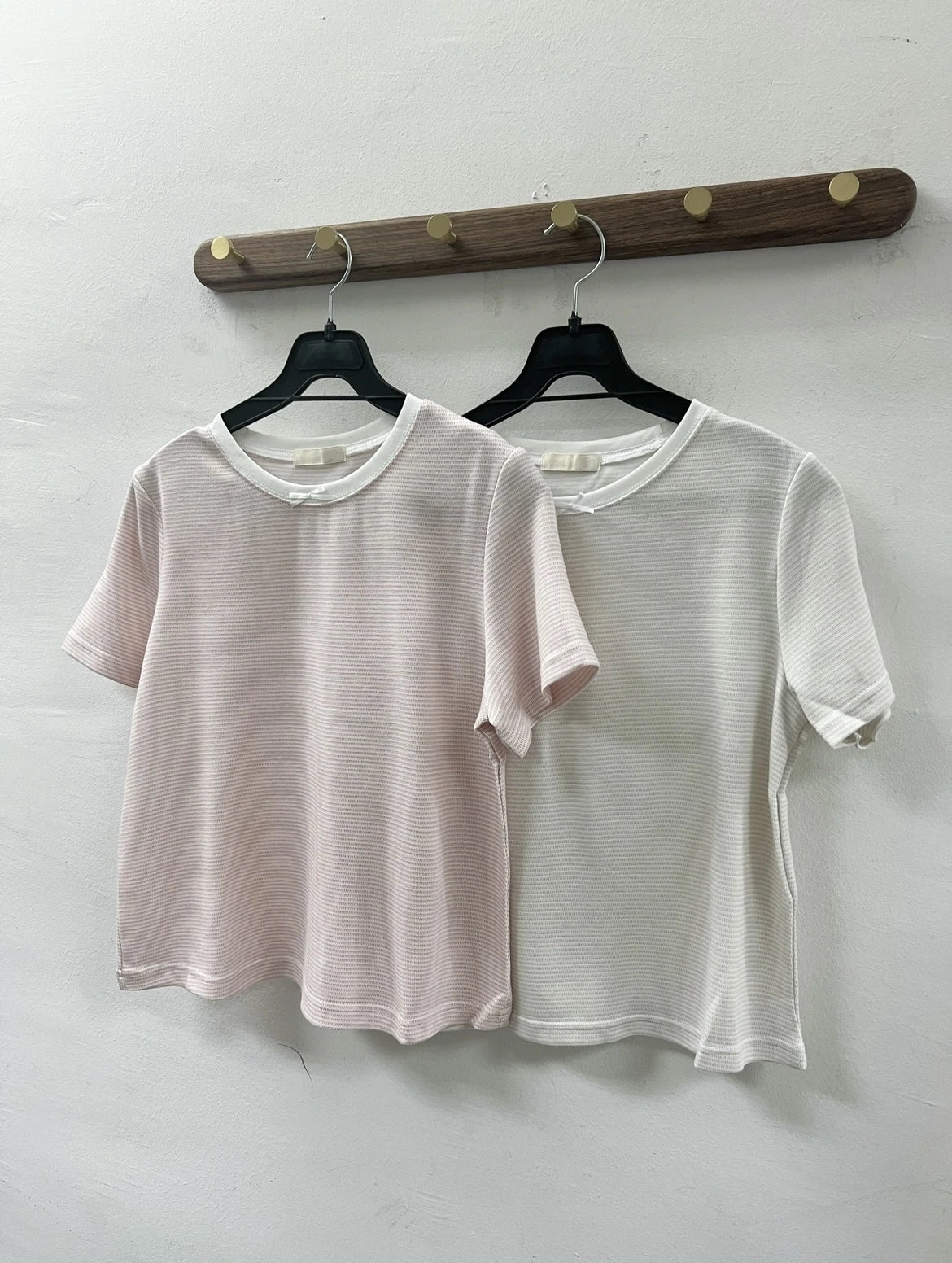 Women's Chest Pocket T-Shirts-【SALE】蝴蝶結條子tee