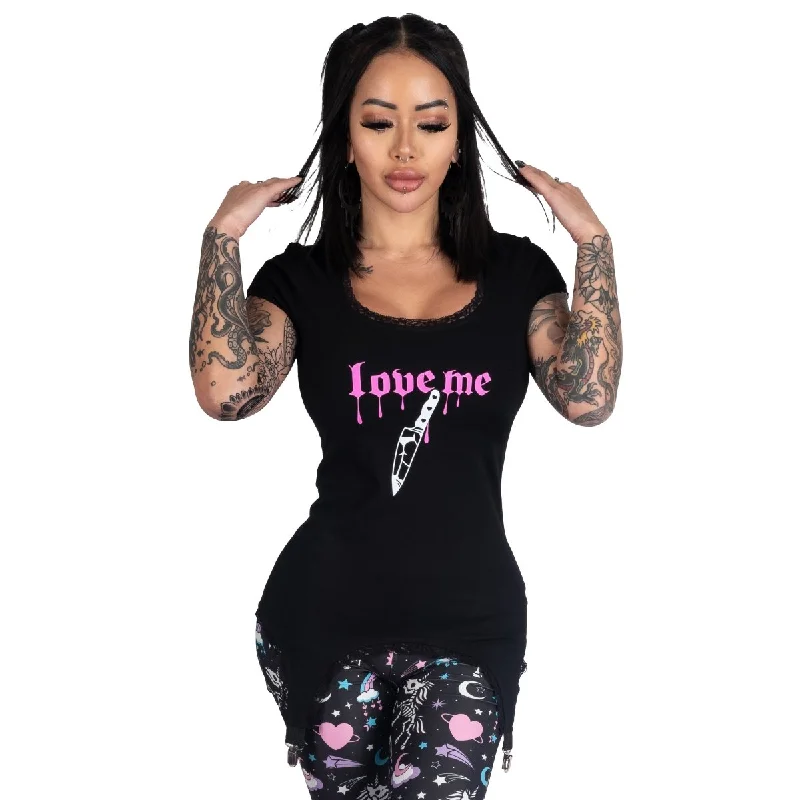 Women's Mock Turtleneck T-Shirts-Love Me 🔪♥ Garter Tee