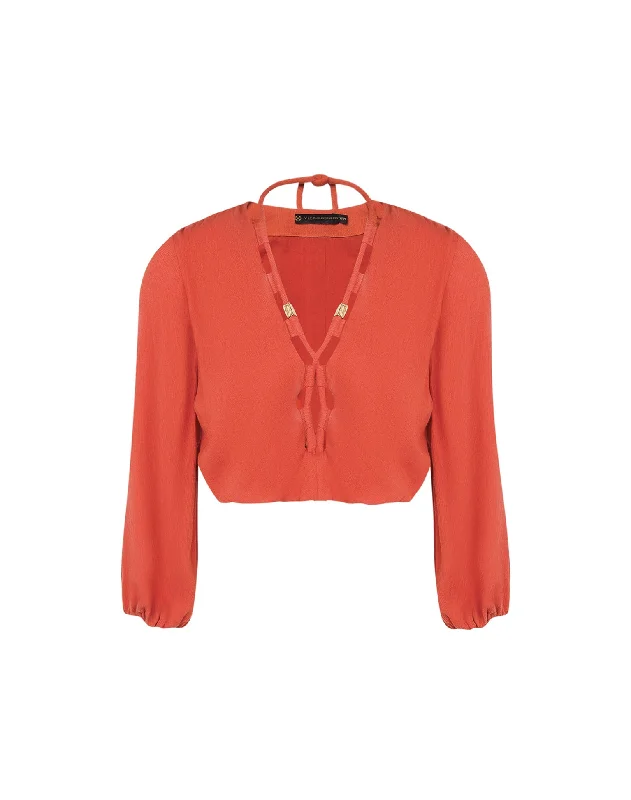 Ino Long Sleeve Blouse (exchange only) - Brick