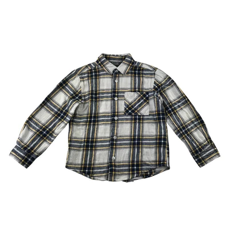 Primark Shirt 4-5 Years White and Yellow Checked Cotton