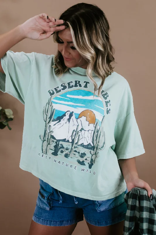 Women's Chest Pocket T-Shirts-Desert Vibes Tee, Dusty Mint