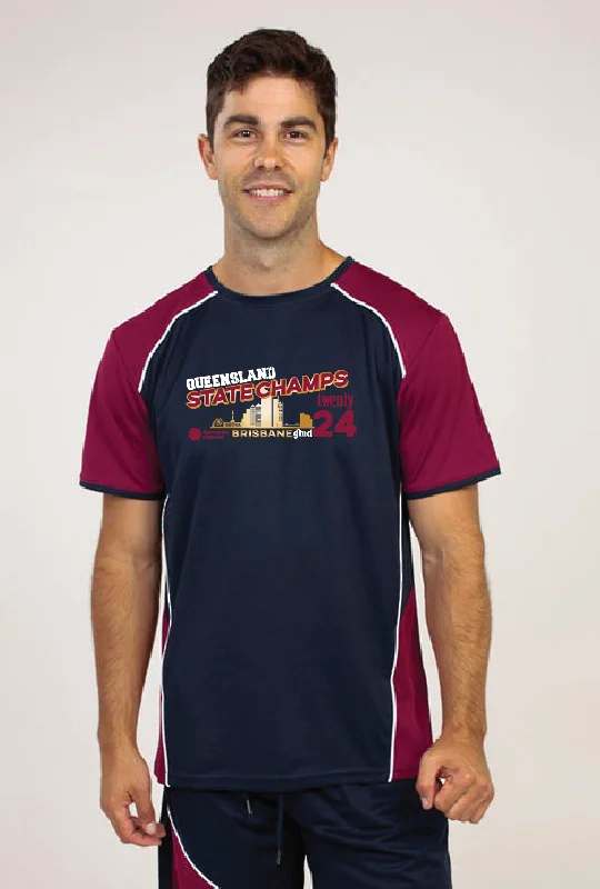 Women's Scoop Neck T-Shirts-2024 QLD State Championships- Navy/Maroon Tee Shirt