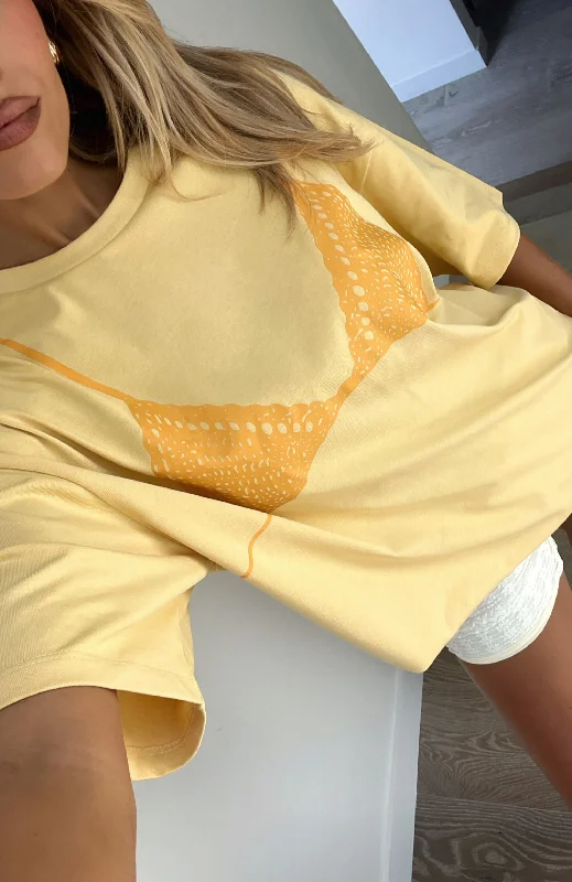 Women's Gradient T-Shirts-Running Out Of Time Oversized Tee Mustard