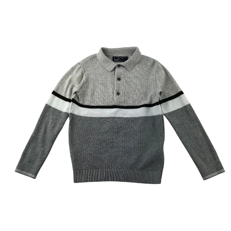 Next Polo Shirt 4-5 Years Grey Panelled Design Cotton