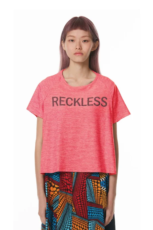 Women's Knot Front T-Shirts-Reckless Raglan Tee (Pink)