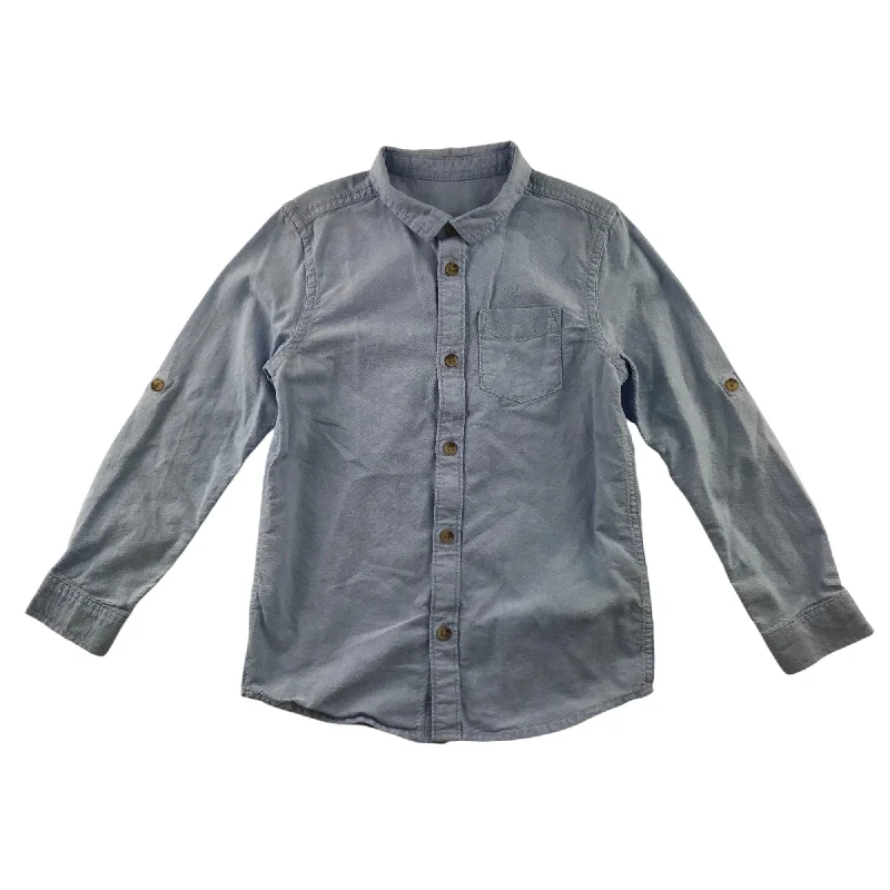 M&S Shirt 7-8 Years Blue Plain Button-Up Cotton