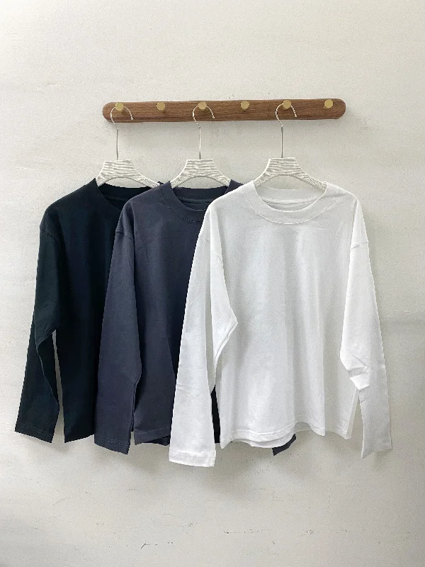 Women's Boxy Fit T-Shirts-Basic棉質長袖tee｜3 col