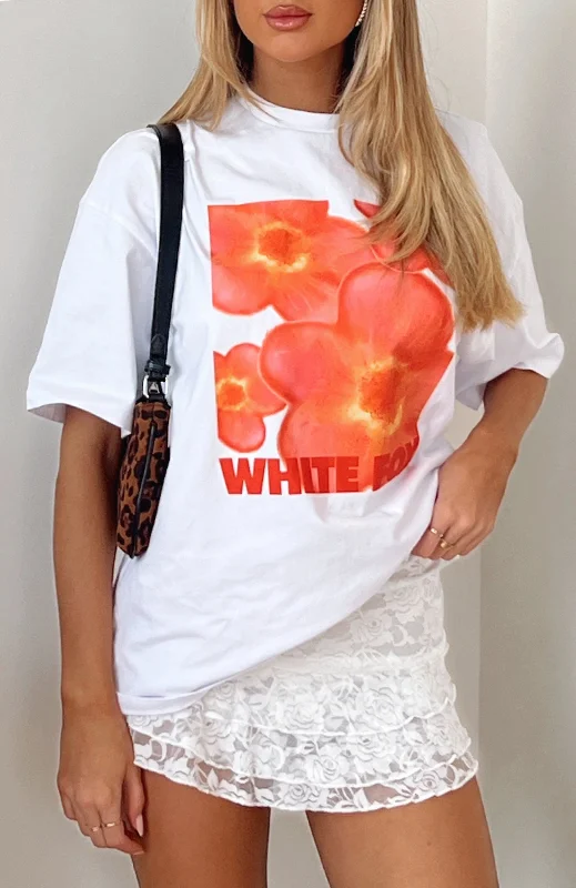 Women's Funny T-Shirts-Bloom For You Oversized Tee White