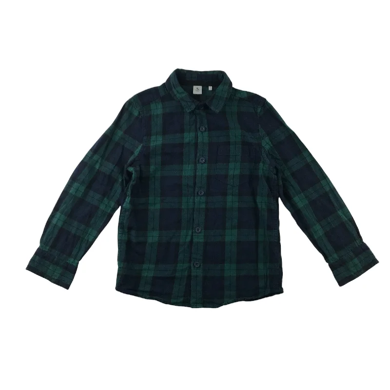 Tu Shirt 5-6 Years Green Checked Button Up Cotton