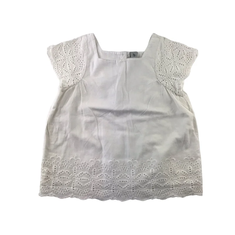 Tu blouse 6-7 years white short sleeve embroidered detail cotton