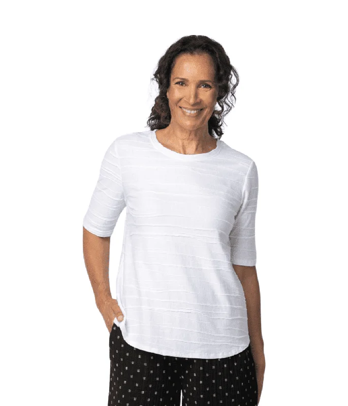 Women's Eco-Friendly T-Shirts-Habitat Sale, 16527 Elbow Sleeve Tee, White 50% Off Regular Price