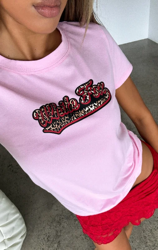 Women's Holiday T-Shirts-Expensive Taste Relaxed Baby Tee Pink