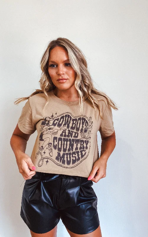 Women's Relaxed Fit T-Shirts-Cowboys & Country Music Graphic Tee