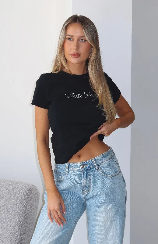 Women's Front Tie T-Shirts-I'm Taken Relaxed Baby Tee Black