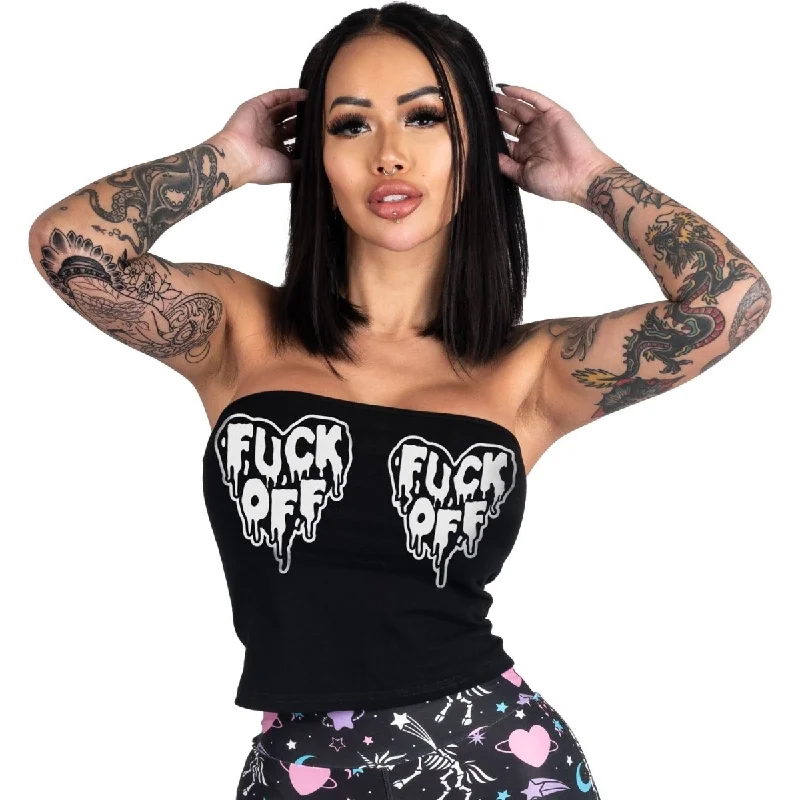 Women's Lounge T-Shirts-F Off Drippy Heart Corset Lace-Up Tee