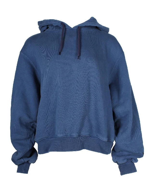 Women's Low-Waisted Denim Pullovers-Alexander Wang Drawstring Hoodie in Blue Cotton