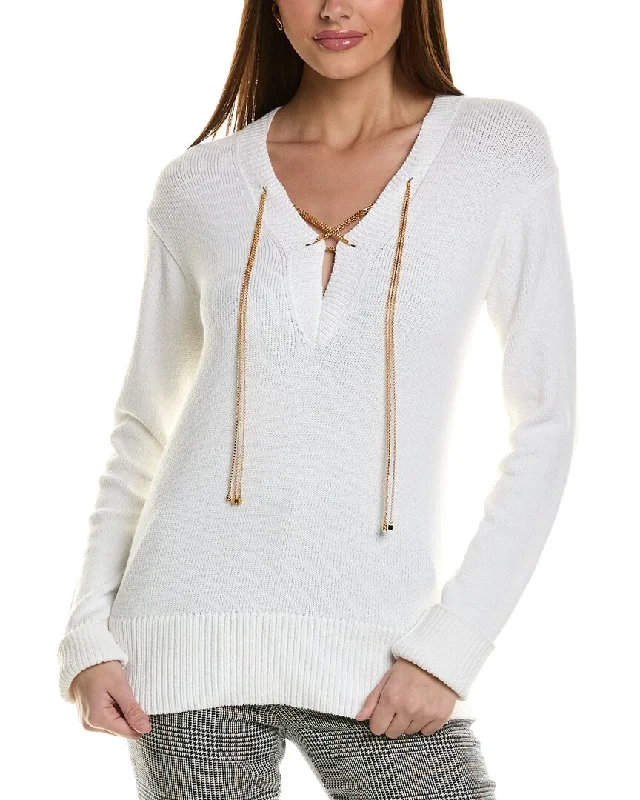 Women's Button-Front Pencil Pullovers-St. John Sweater