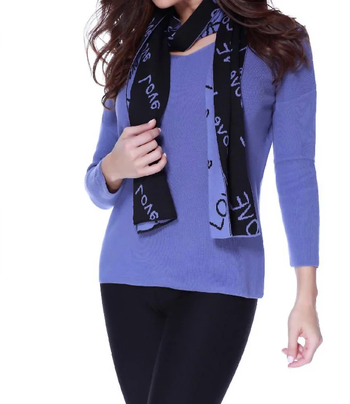 Women's Sequin Pleated Pullovers-Love Pullover W/ Scarf In Lavender