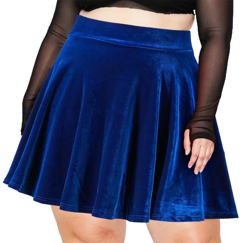 Women's Chic Skirts-Plus Size Mini Skirt Velvet High Waisted Winter - Blue