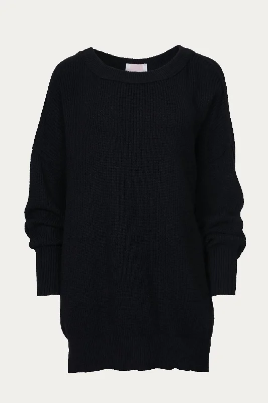 Women's Thermal Pencil Pullovers-Favorite Slouchy Sweater In Black