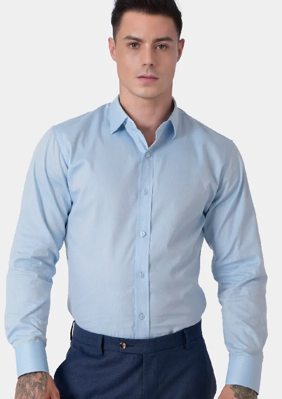 Light Blue Herringbone Shirt