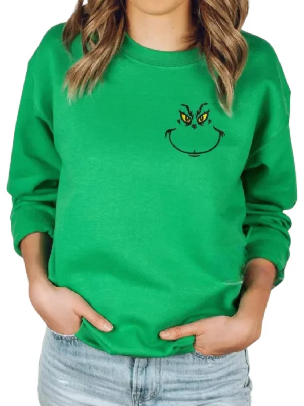 Women's High-Waisted Pleated Pullovers-Mean One Sweater In Green