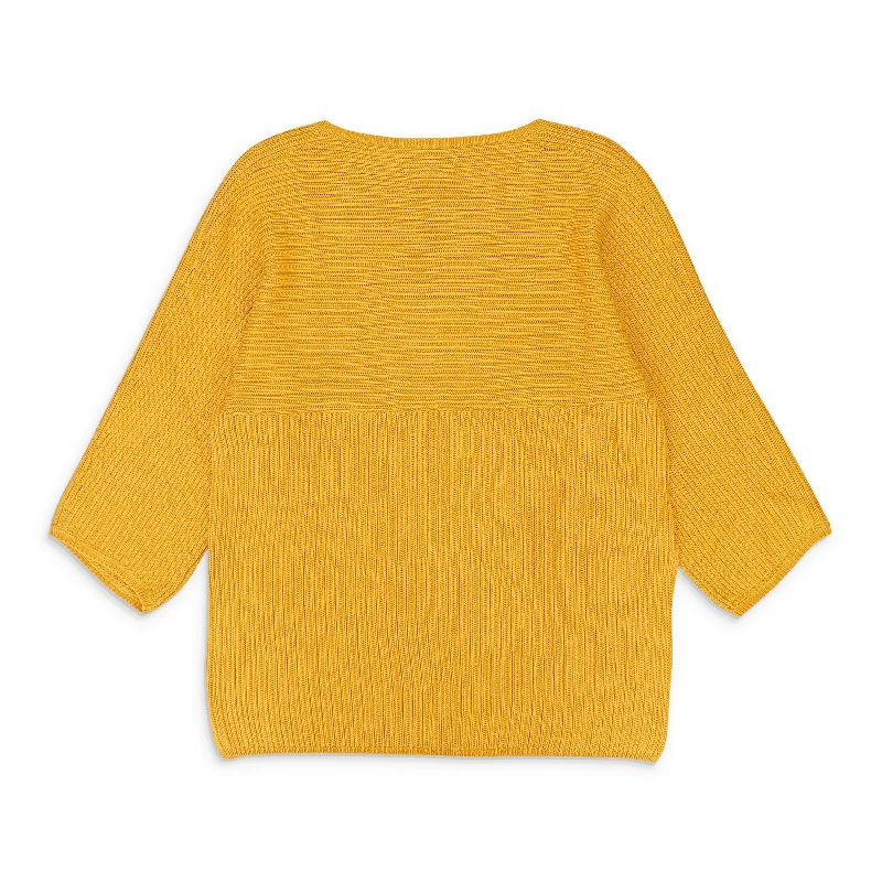 Women's Abstract Pullovers-SCOOP NECK MUSTARD SWEATER