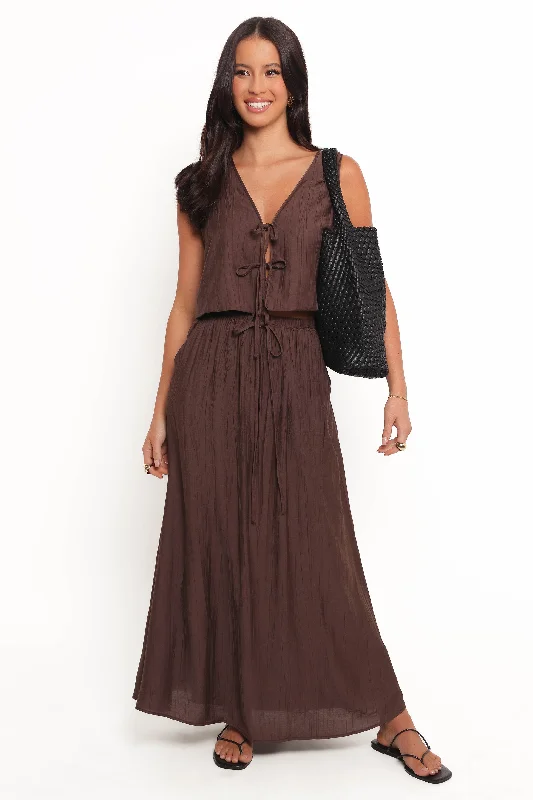 Women's Vacation Skirts-Captie Skirt Set - Chocolate Brown