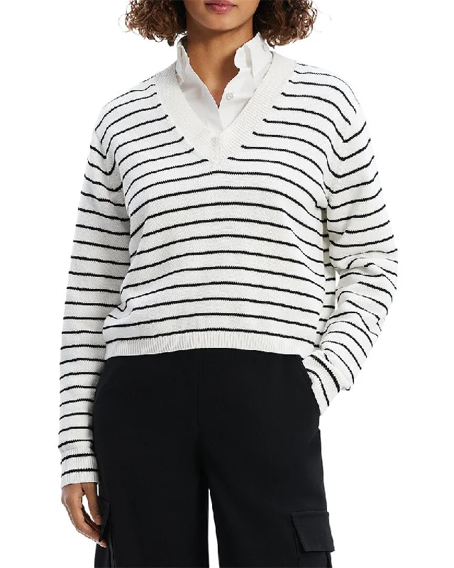 Women's Striped Pullovers-Theory Cropped Pullover