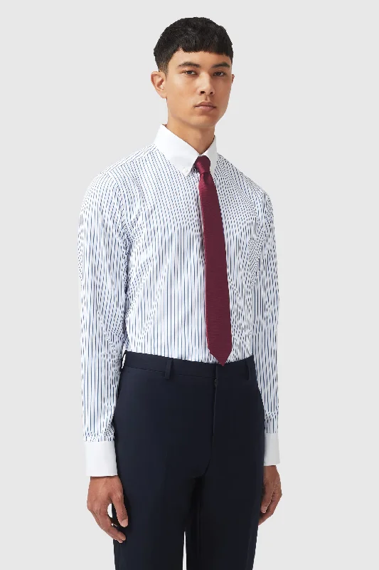 Kilda Slim Fit Blue Pinstripe Cotton Shirt - ARCHIVE