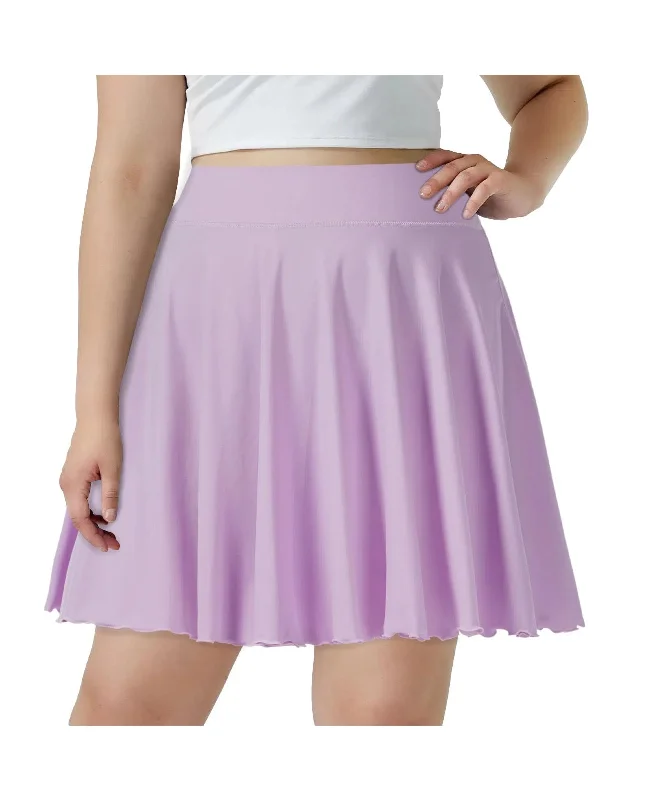 Women's Waterproof Denim Skirts-Plus Size Mini Skirt with Shorts-Light Purple