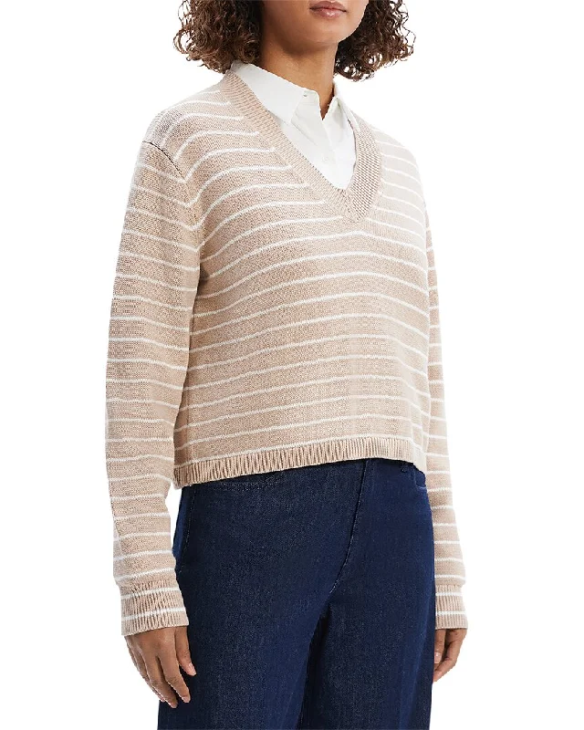 Women's Textured Denim Pullovers-Theory Cropped Pullover