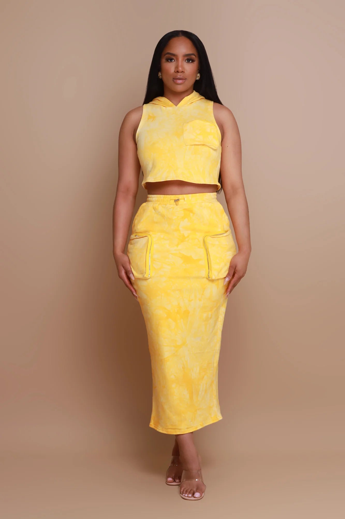 Women's Business Skirts-Sweet Treat Skirt Set - Yellow