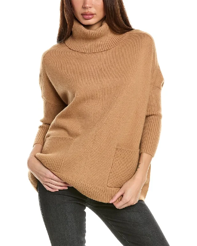 Women's Button-Front Pleated Pullovers-Oat New York Cowl Wool-Blend Sweater