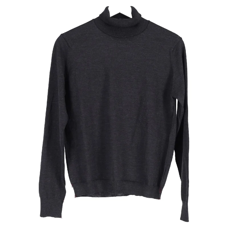 Women's Glitter Floral Pullovers-Maison Margiela Loose Thread Turtleneck Sweater in Grey Wool