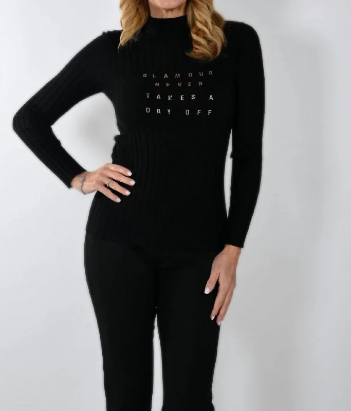 Women's Oversized Pullovers-Knit Top 233817U In Black/gold