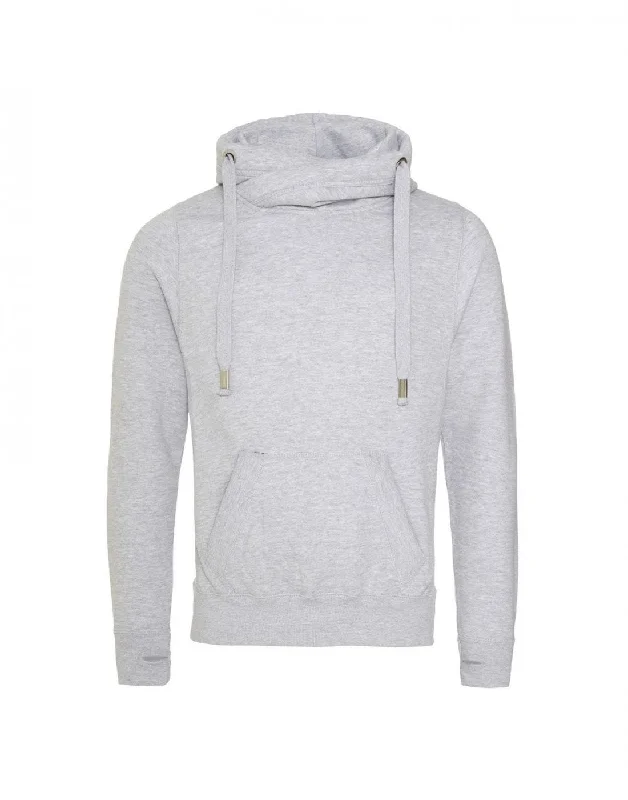 Women's Cold Shoulder Hoodies-Cross Neck Hoodie | HEATHER GREY