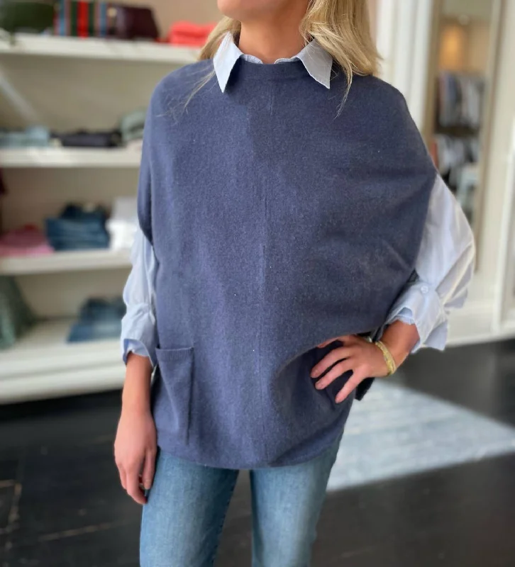 Women's Beach Pullovers-Mcbarney Poncho In Nightfall