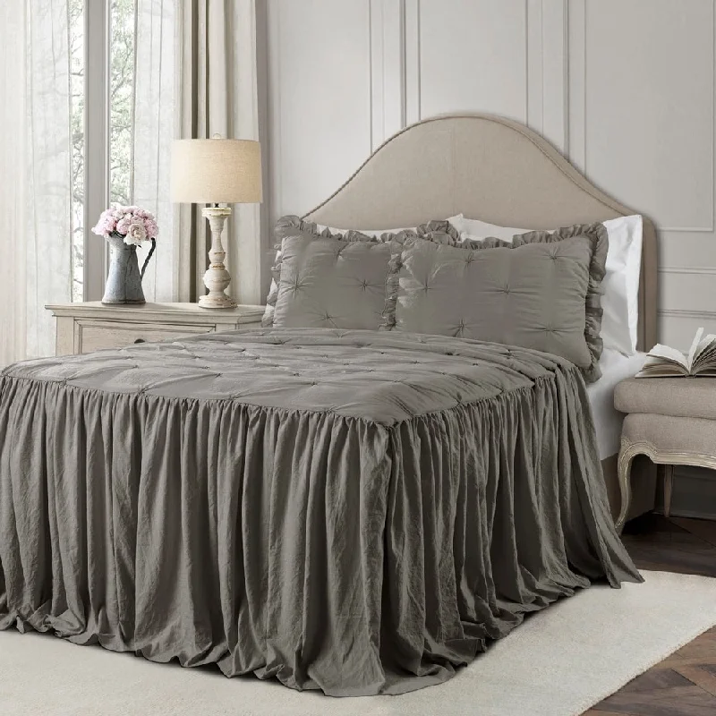 Women's Silk Floral Skirts-The Gray Barn Lazy Acres Pintuck Ruffle Skirt Bedspread Set