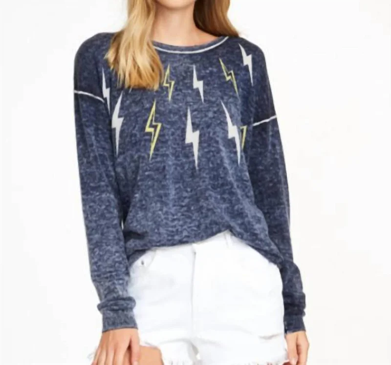 Women's Formal Pullovers-Lightening Bolt Sweater In Inked