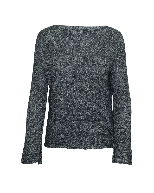 Women's Metallic Denim Pullovers-Theory Knit Sweater in Navy Blue Linen