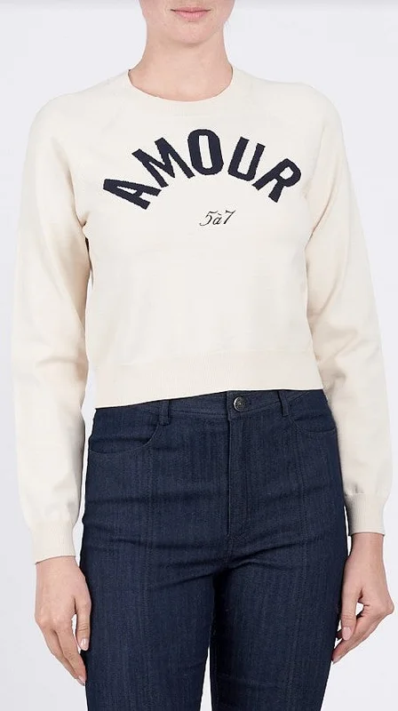 Women's Front-Open Pullovers-Cinq a Sept Amout Sweater - Cream