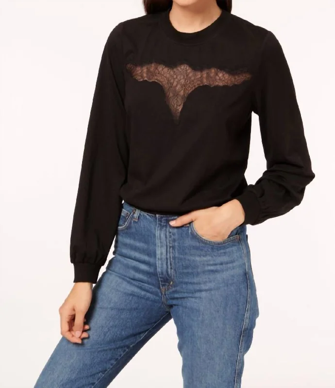 Women's Stretch Pullovers-Adalynn Jersey Top In Black