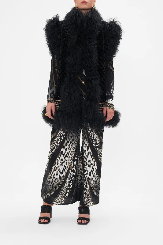 Women's Beaded Jackets-OVERSIZED FAUX FUR GILET UNTAMED ROYALTY