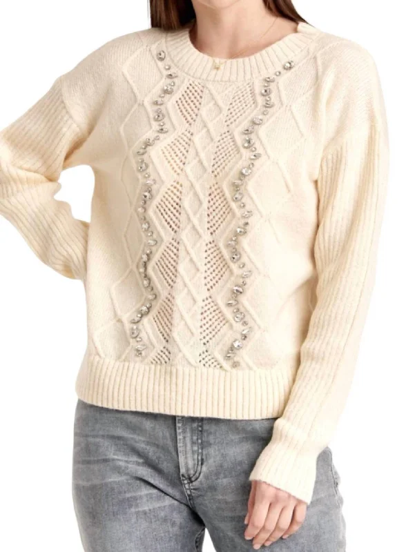 Women's Shawl Collar Pullovers-Katiya Sweater In Vintage Cream