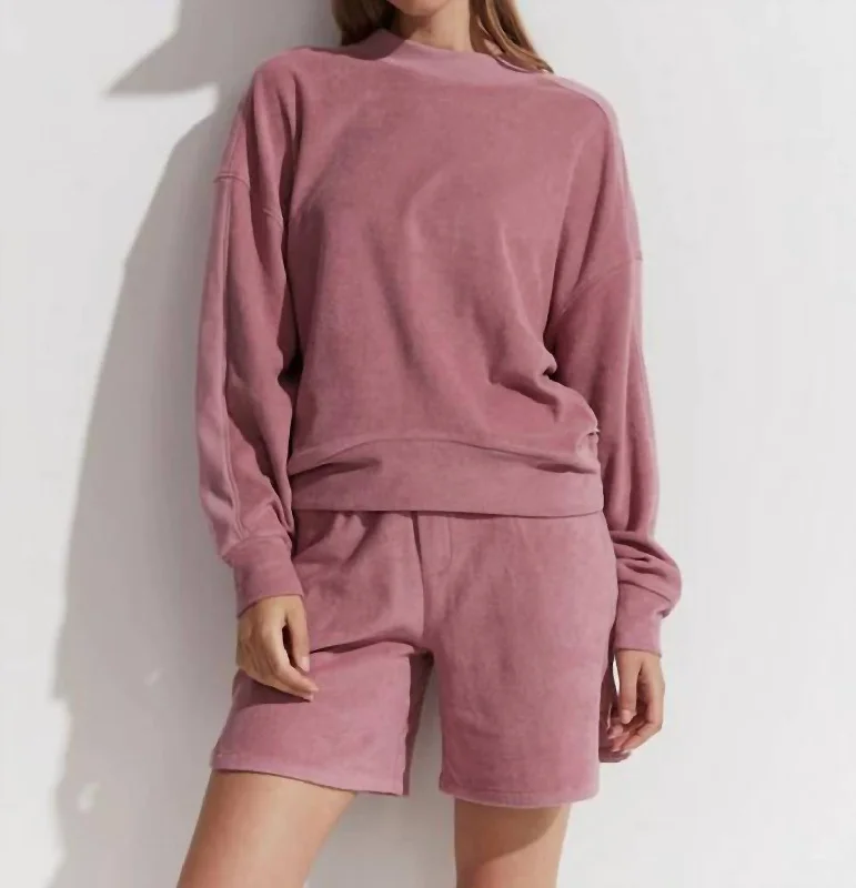 Women's Ribbed A-Line Pullovers-Lyle Top In Mesa Rose