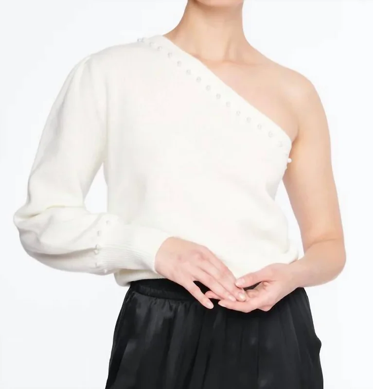 Women's Shimmer Pleated Pullovers-Virginia Sweater In Vanilla